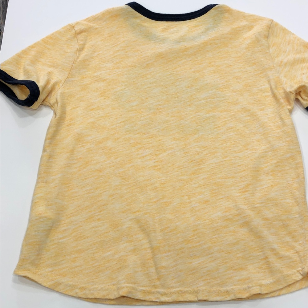 🦫Roots Kids T-Shirt – Medium (7–8 Yrs) – Heathered Yellow with Navy Blue Trim - Picture 7 of 8
